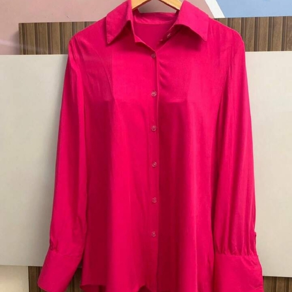 Zara Tops - Zara Women's Pink Button-Up Shirt